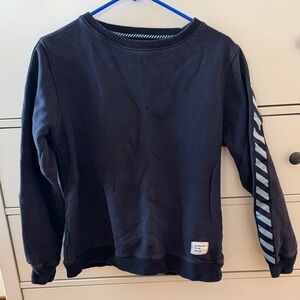 Women’s Navy Blue Crewneck Sweatshirt with Chevron Sleeve Detail